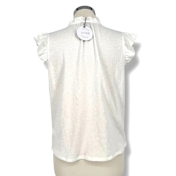 Anthem The Label Karina Top White Ruffle Sleeveless V-Neck Size XS NWT - Picture 5 of 9